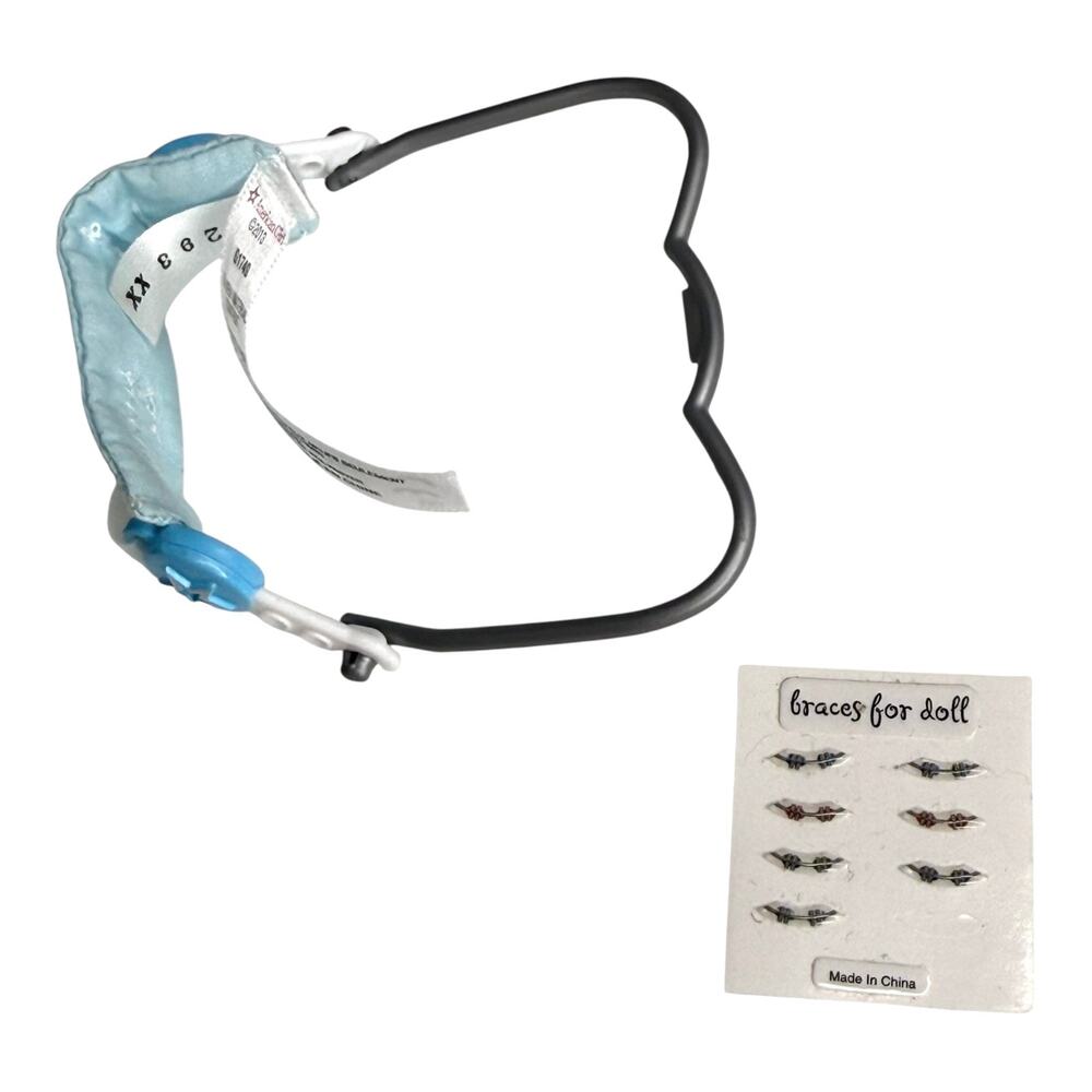 American Girl Healthy Smile HEADGEAR & 7 BRACES Stickers Doll Teeth Accessories
